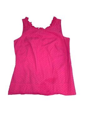 Vineyard Vines Size 2 Hot Pink Swiss Dot Ruffled Sleeveless Tank Top. 3889